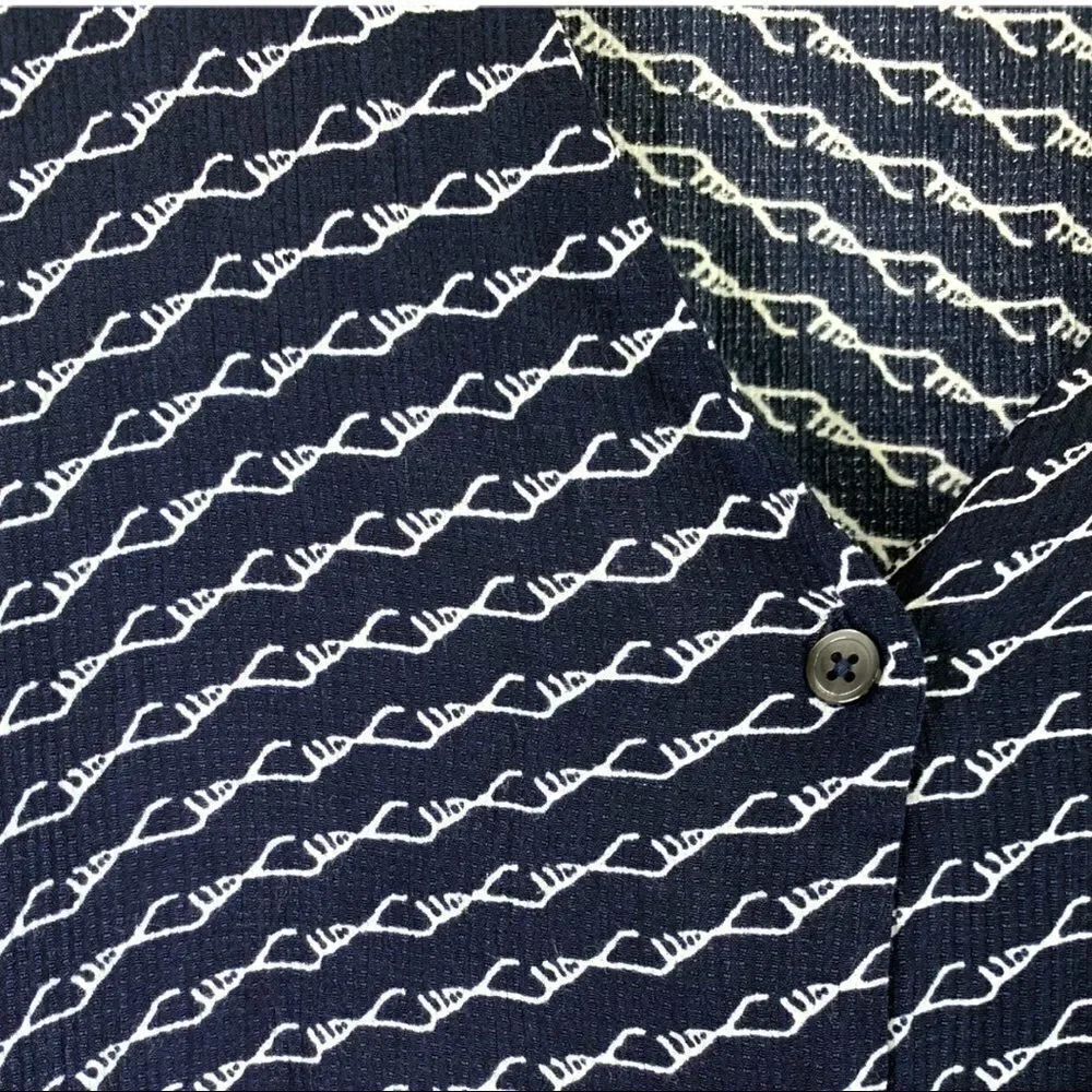 Minimum Chain Print V Neck Navy Button Down - Picture 4 of 6